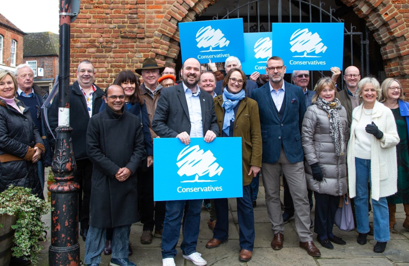 Caroline Newton campaigning with Richard Holden MP